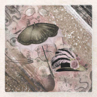 Vintage Grunge Steampunk Glam viktorianischer Hut Glasuntersetzer
