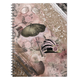 Vintage-Grunge-Steampunk-Glamour-Victorian-Hut Notizblock