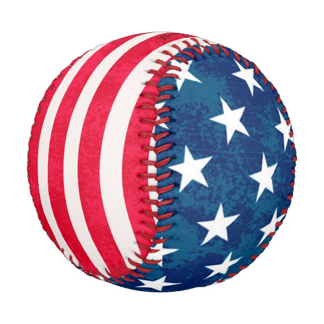 Vintage Grunge Textur USA Flagge Zoll Baseball (Schrägansicht)