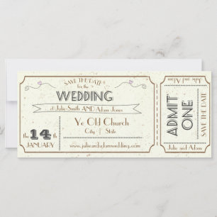 Vintage Grunge Ticket Save-the-Date