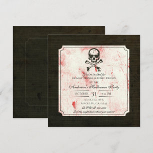 Vintage-Grunge-Totenkopf-Halloween mit Blut Einladung
