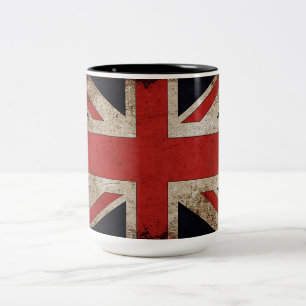 Vintage Grunge UK-Flagge Zweifarbige Tasse