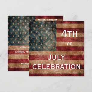 Vintage Grunge USA Stars & Strips 4. Juli Einladung