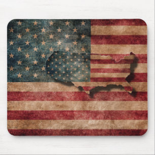 Vintage Grunge USA-Sterne u. Streifen-Flagge und Mousepad