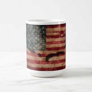 Vintage Grunge USA-Sterne u. Streifen-Flagge und Tasse