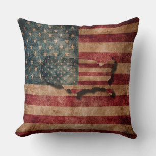 Vintage Grunge USA Sterne und Streifen Flagge und Kissen