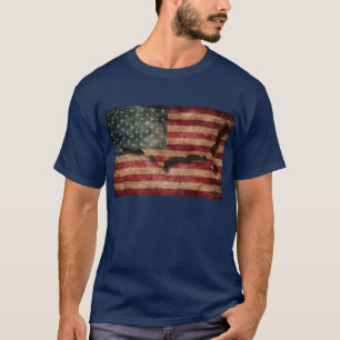 Vintage Grunge USA Sterne und Streifen Flagge und T-Shirt