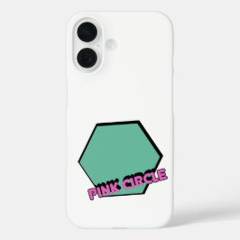 Vintage-grünliches Sechseck mit rosa Kreis-Text iPhone 16 Hülle