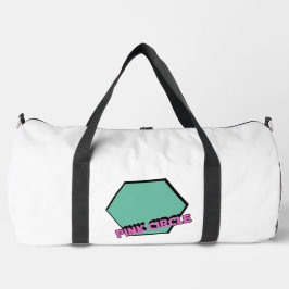 Vintage-grünliches Sechseck mit rosa Kreis-Text Duffle Bag