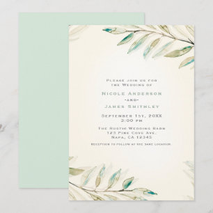 Vintage Grünpflanzen Eukalyptus-Blätter Hochzeit Einladung