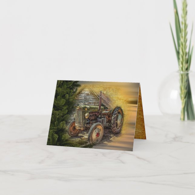 Vintage Grünschlepper Rustikale Alte Scheune Dankeskarte (Vorderseite)