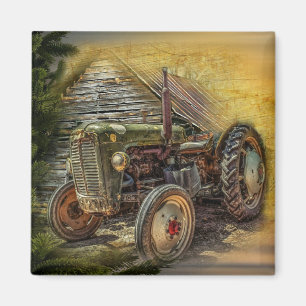 Vintage Grünschlepper Rustikale alte Scheune Magnet