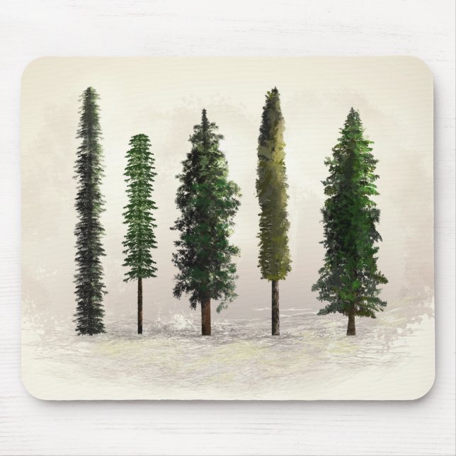 Vintage Grünwaldbäume Rustikale Woodsy Mousepad (Vorne)