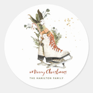 Vintage Grünzeug Boho Weihnachten Aquarell Runder Aufkleber