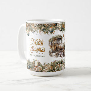 Vintage-Grünzeug-Rentier und Weihnachtskarosse Kaffeetasse
