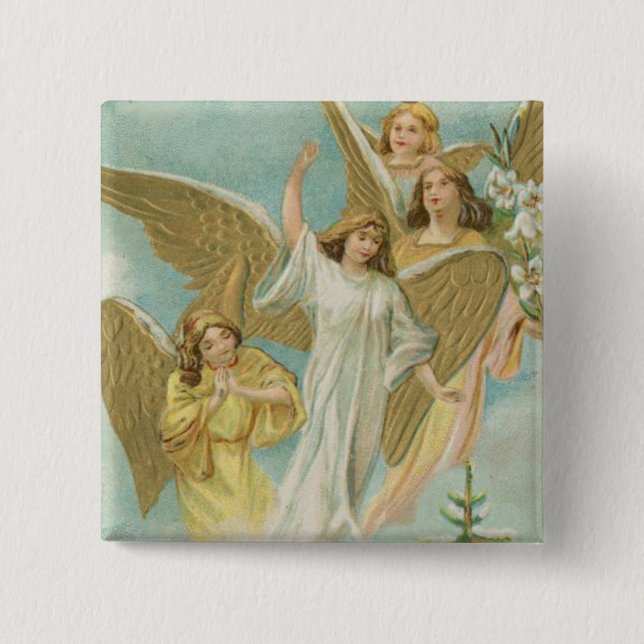 Vintage Gruppe Weihnachtsengel Button (Vorderseite)