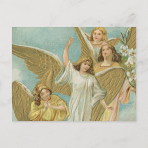 Vintage Gruppe Weihnachtsengel Feiertagspostkarte