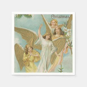 Vintage Gruppe Weihnachtsengel Serviette