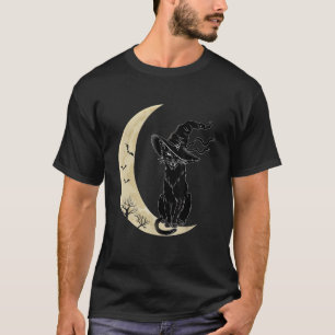 Vintage Grusel Halloween Schwarze Katze Kostüm Hex T-Shirt