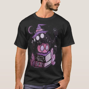 Vintage Grusel Halloween schwarzes Katzenkostüm He T-Shirt