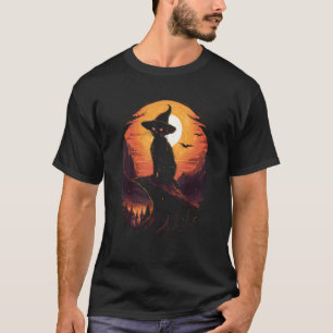 Vintage Grusel Halloween schwarzes Katzenkostüm He T-Shirt