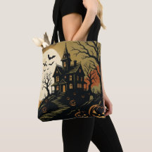 Vintage Grusel Spukhaus Halloween-Tasche