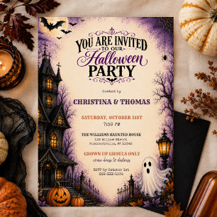 Vintage Gruselhaus Halloween-Party Einladung