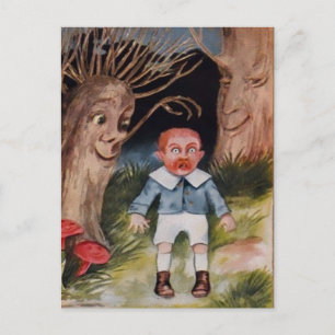 Vintage Gruselige Bäume Postkarte