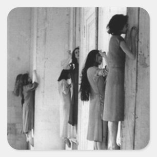Vintage gruselige besessene Frauen Quadratischer Aufkleber