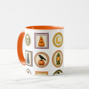 Vintage gruselige Halloween-Briefmarken-Muster Tasse