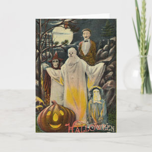 Vintage gruselige Halloween-Kostüme Karte