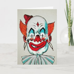 Vintage Gruseliger Clown Geburtstagskarte Feiertagskarte