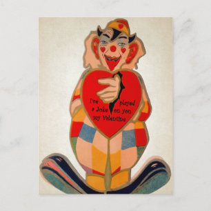 Vintage Gruseliger Clown Valentinstag Postkarte