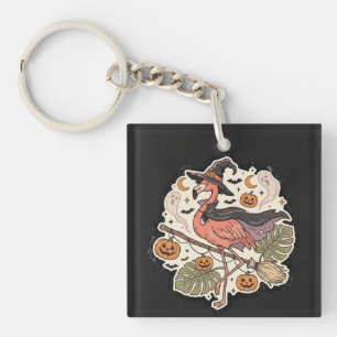 Vintage gruseliger Flamingo Halloween-Design Schlüsselanhänger