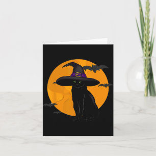 Vintage Gruseliger Halloween-Schwarze-Katze-Kostüm Karte