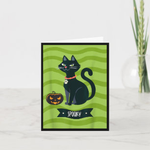 Vintage Gruseliger Halloween-Schwarzer Kater Karte