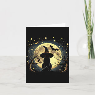 Vintage Gruseliger Halloween-Schwarzer-Katze-Van-G Karte
