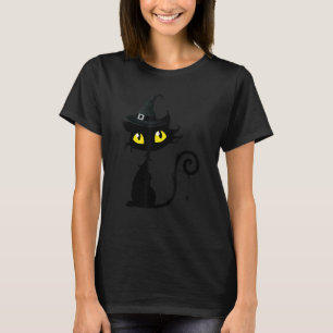 Vintage Gruseliger Halloween-Schwarzer-Katzen-Kost T-Shirt
