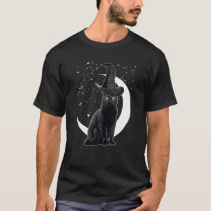 Vintage Gruseliger Halloween-Schwarzer-Katzen-Kost T-Shirt