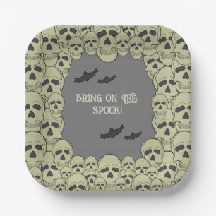 Vintage Gruseliger Totenkopf Halloween-Party-Telle Pappteller