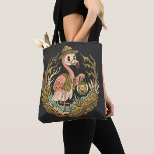 Vintage gruseliges Sumpf-Flamingo-Design