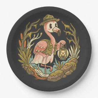 Vintage gruseliges Sumpf-Flamingo-Design Pappteller