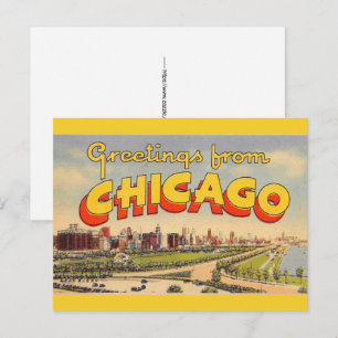 Vintage-Gruß aus Chicago Postkarte