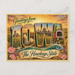 Vintage Gruß aus Iowa von einer Postkarte