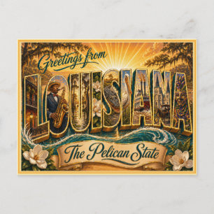 Vintage Gruß aus Louisiana von einer Postkarte