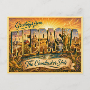 Vintage Gruß aus Nebraska von einer Postkarte