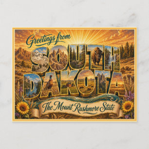Vintage-Gruß aus South Dakota von einer Postkarte