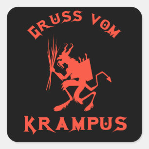 Vintage Gruss vom Krampus Quadratischer Aufkleber
