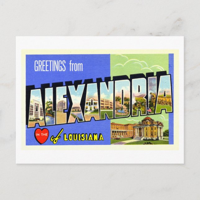 Vintage Grüße aus Alexandria, Louisiana, Postkarte (Vorderseite)