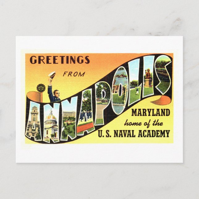 Vintage Grüße aus Annapolis, Maryland Postkarte (Vorderseite)